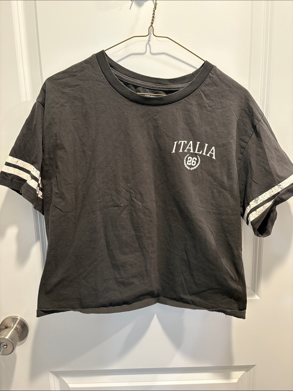 Italia Graphic Crop Tee - Black